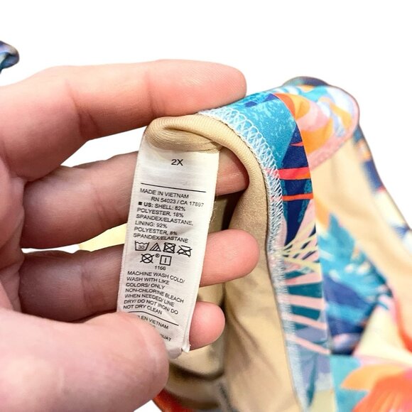 Old Navy Womens Bikini Set Mix Match 3 Pieces Tropical Leaf Skirt V-Neck Plus 2X - Picture 9 of 9